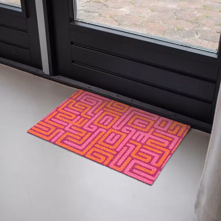 Deurmat - Abstract - Patroon - Lijnen - Roze - Oranje — 2