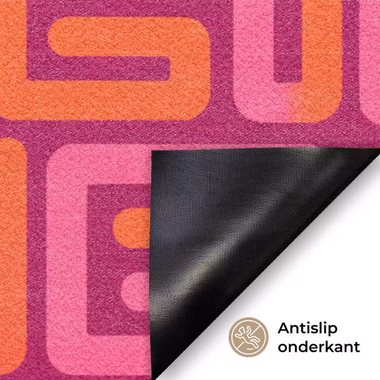 Deurmat - Abstract - Patroon - Lijnen - Roze - Oranje — 6