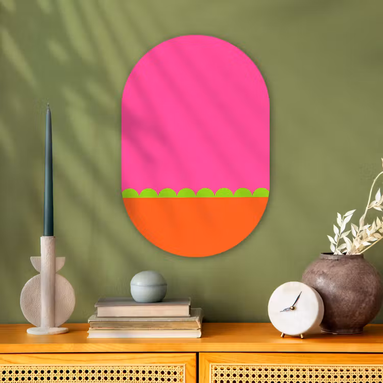 Muurovaal - Abstract - Geometrisch - Kleurblokken - Roze - Oranje — 2