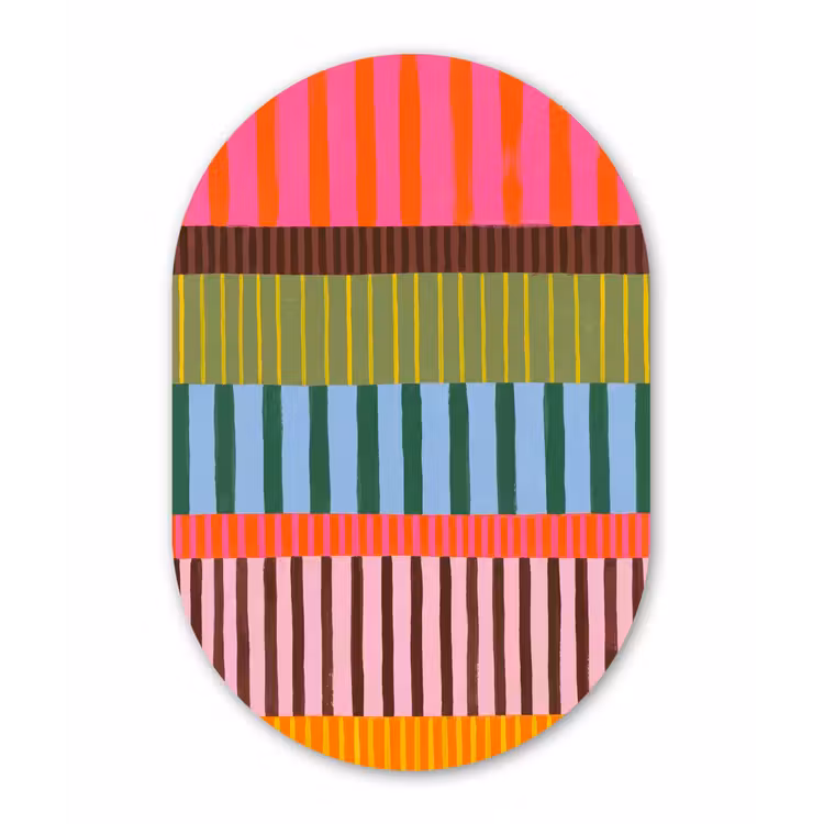 Muurovaal - Abstract - Strepen - Modern - Kleurrijk - Kunst — 3