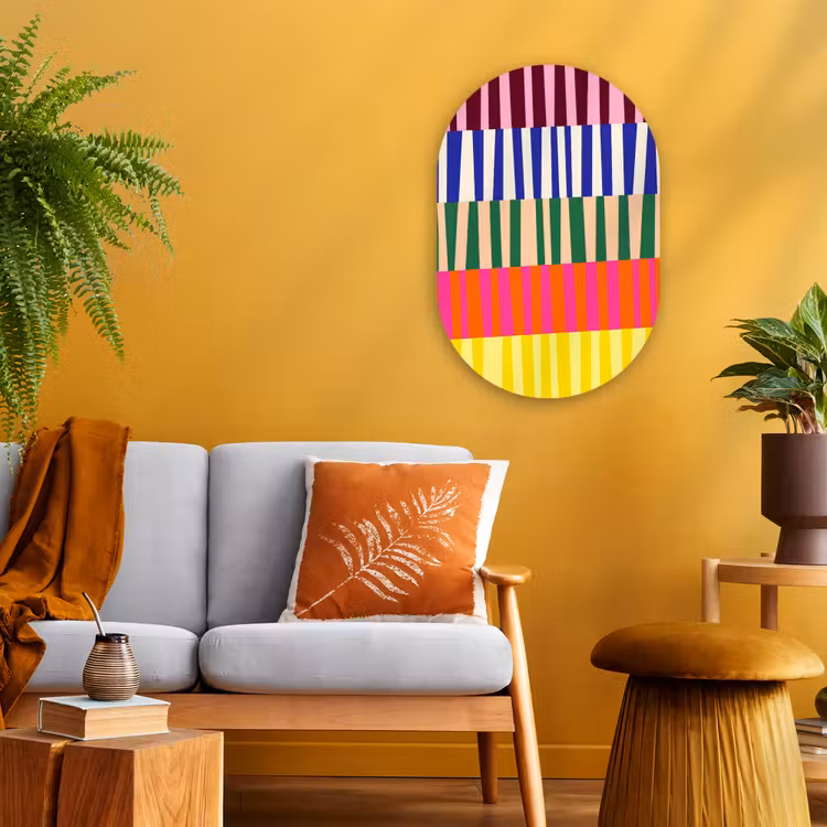 Muurovaal - Patroon - Strepen - Abstract - Modern - Kleurrijk — 1