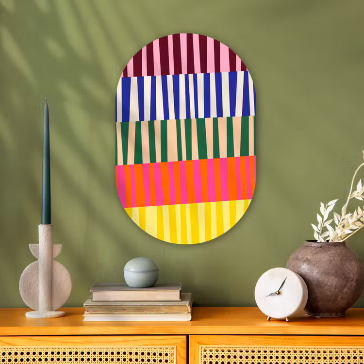 Muurovaal - Patroon - Strepen - Abstract - Modern - Kleurrijk — 2