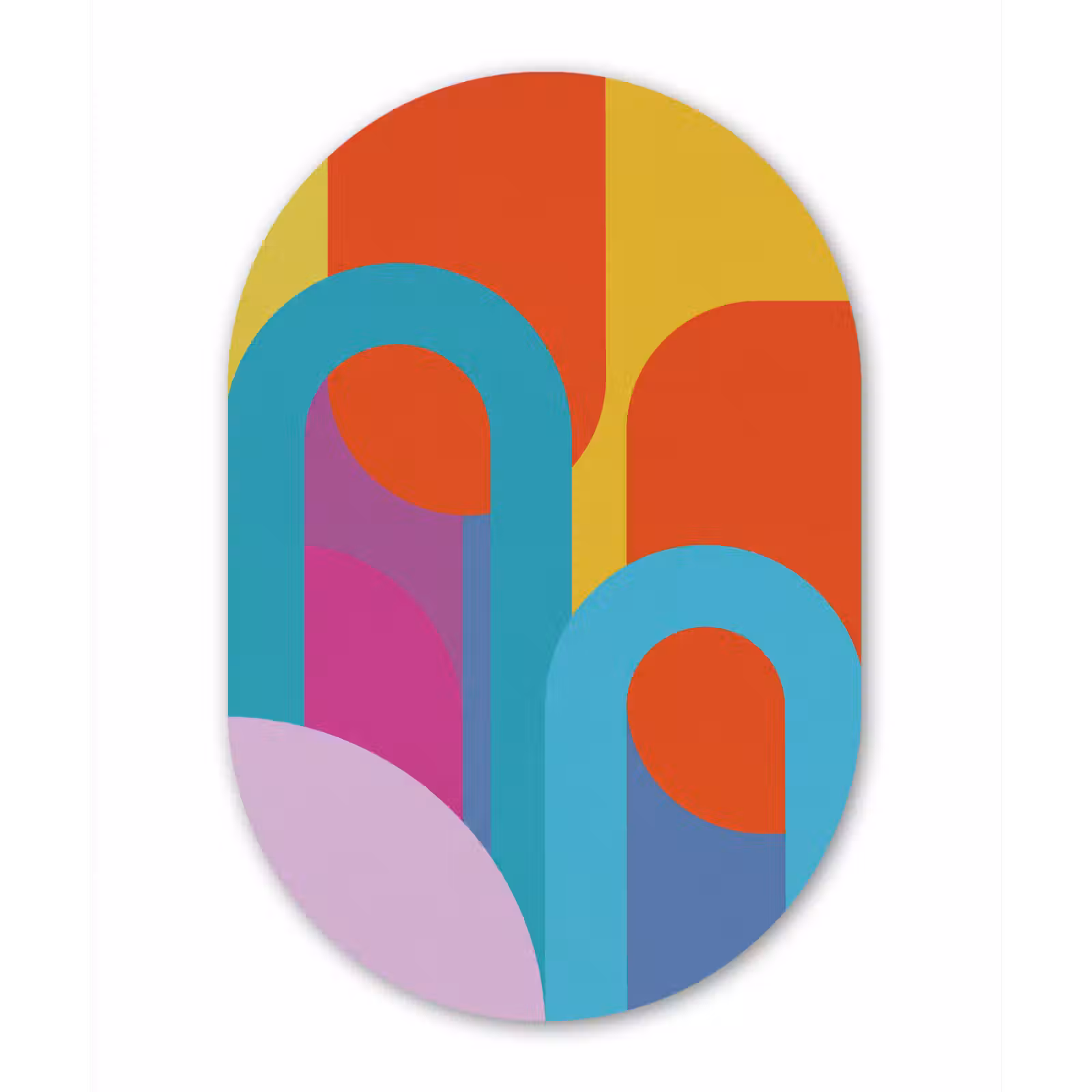 Muurovaal glas - Abstract - Geometrie - Kleurrijk - Modern - Kunst — 1