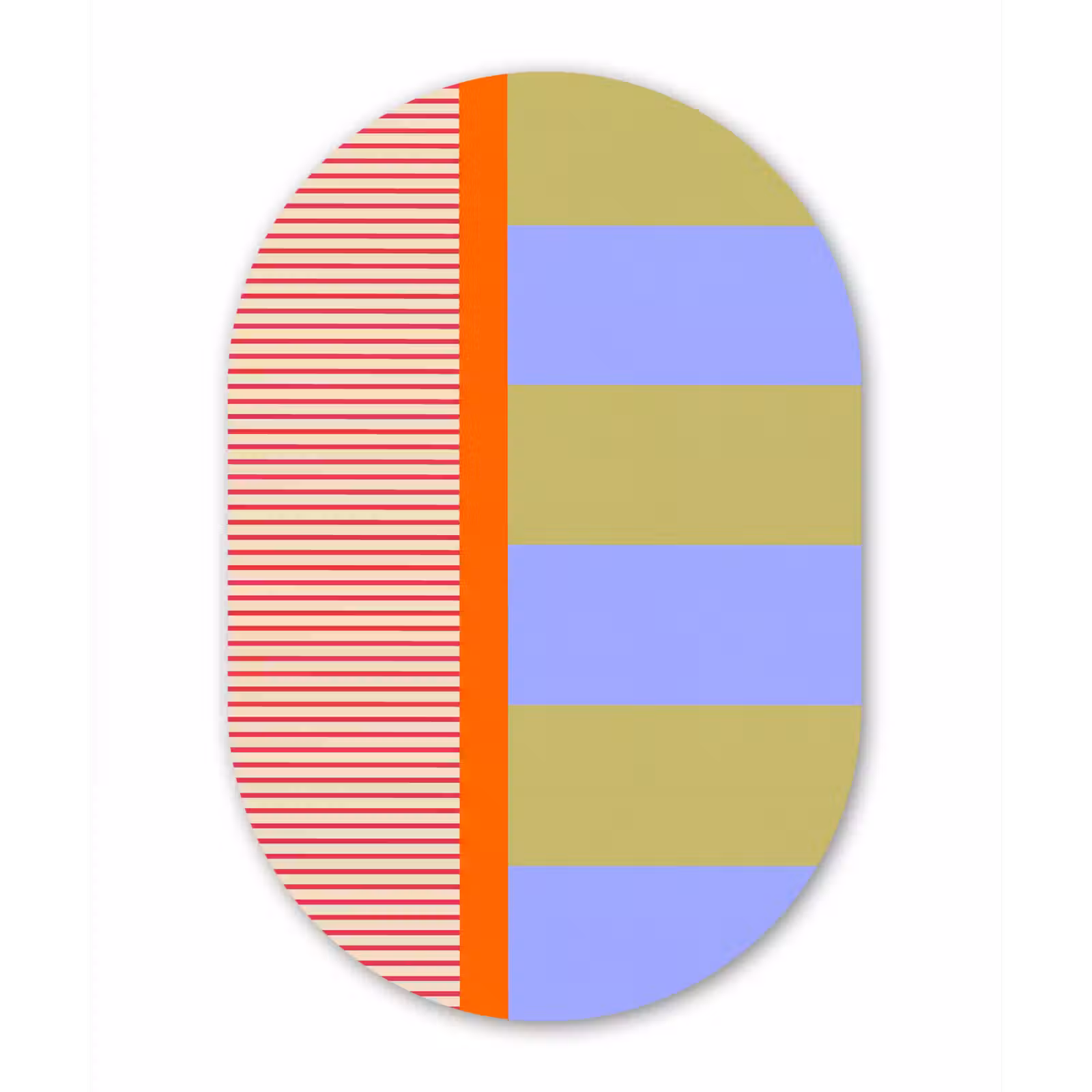 Muurovaal glas - Abstract - Geometrie - Strepen - Blokken - Rood — 1