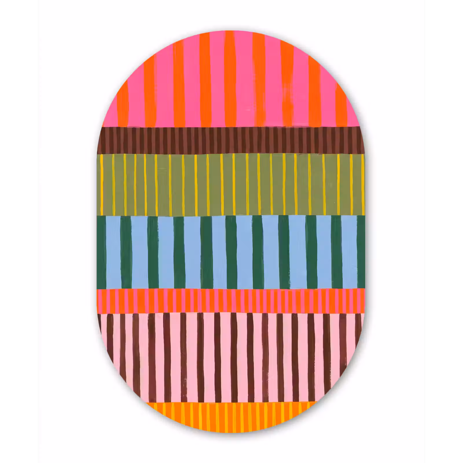 Muurovaal glas - Abstract - Strepen - Modern - Kleurrijk - Kunst — 1