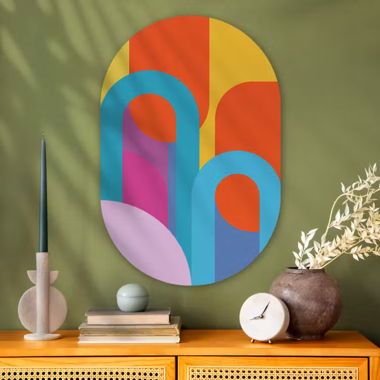 Muurovaal glas - Abstract - Geometrie - Kleurrijk - Modern - Kunst — 2