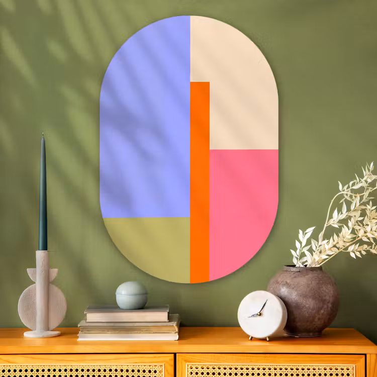 Muurovaal glas - Abstract - Geometrie - Kunst - Modern - Kleurrijk — 2