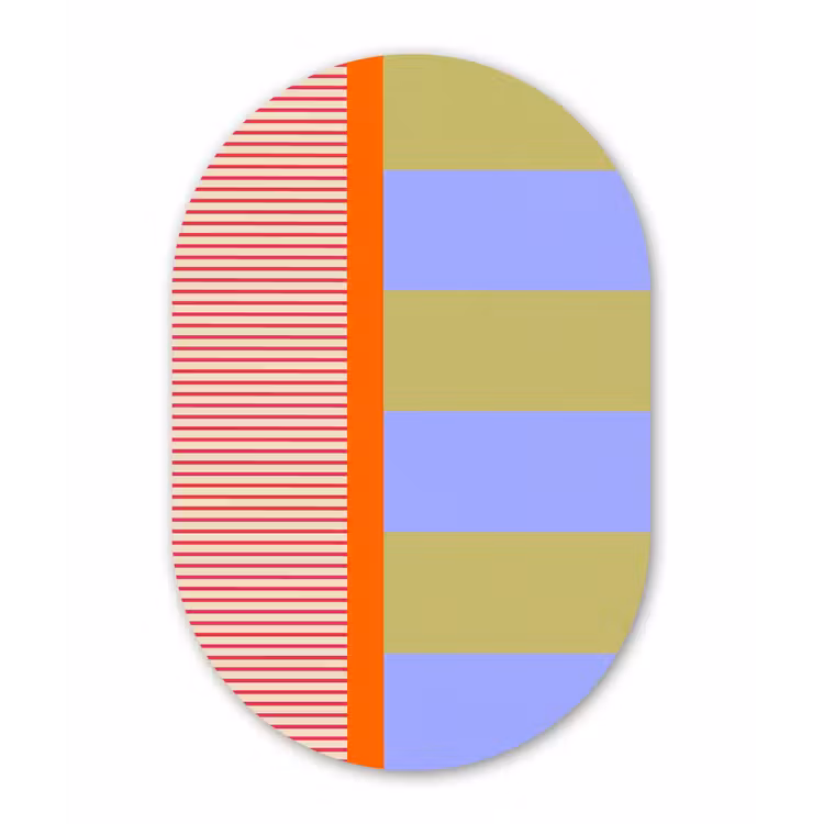 Muurovaal glas - Abstract - Geometrie - Strepen - Blokken - Rood — 1