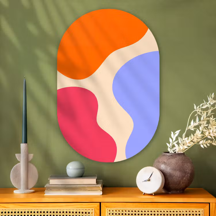 Muurovaal glas - Abstract - Organische vormen - Design - Modern - Kleurrijk — 2