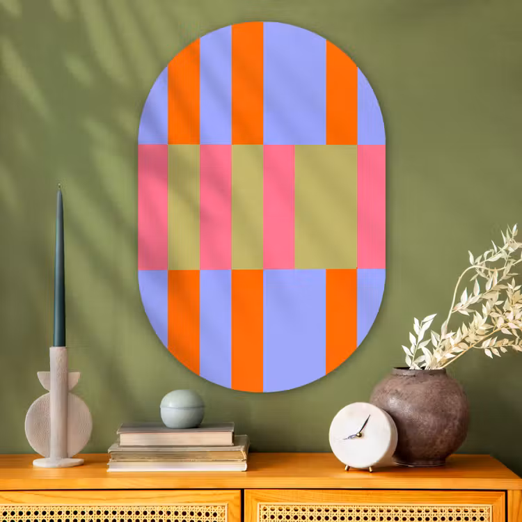 Muurovaal glas - Abstract - Patroon - Geometrisch - Kleurrijk - Modern — 2