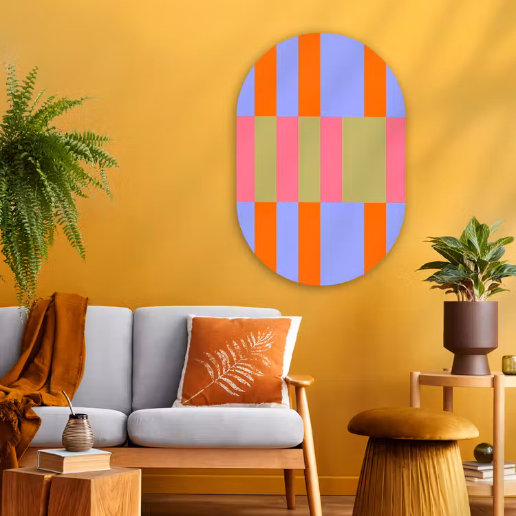Muurovaal glas - Abstract - Patroon - Geometrisch - Kleurrijk - Modern — 3