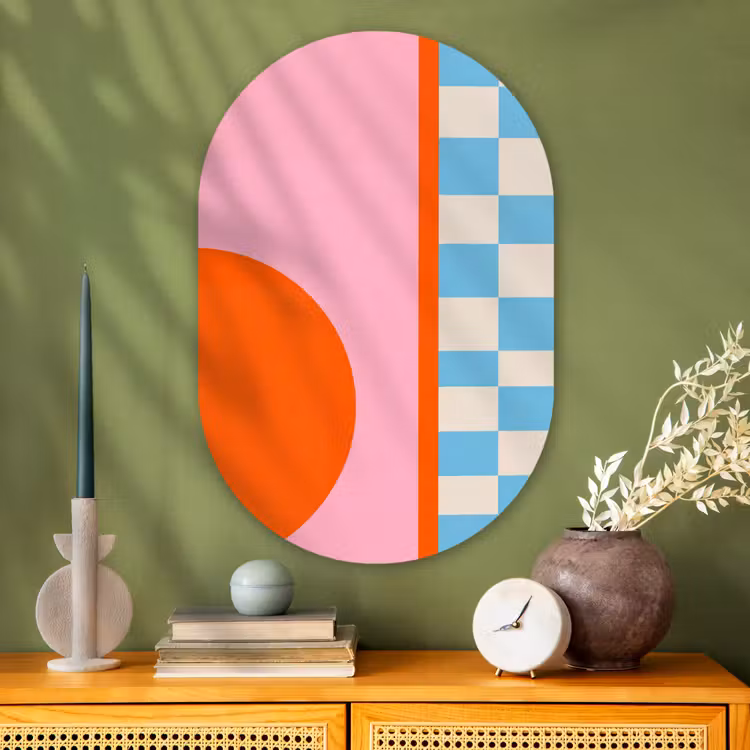 Muurovaal glas - Abstract - Vormen - Geometrisch - Modern - Kleurrijk — 2