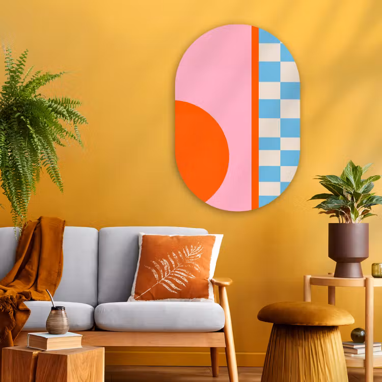 Muurovaal glas - Abstract - Vormen - Geometrisch - Modern - Kleurrijk — 3