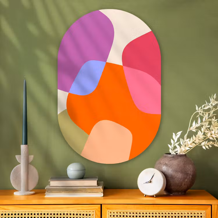 Muurovaal glas - Abstract - Vormen - Modern - Kleurrijk — 2