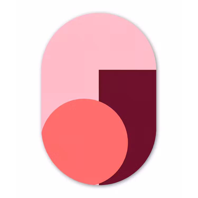 Muurovaal glas - Abstract - Vormen - Roze - Modern - Design — 1