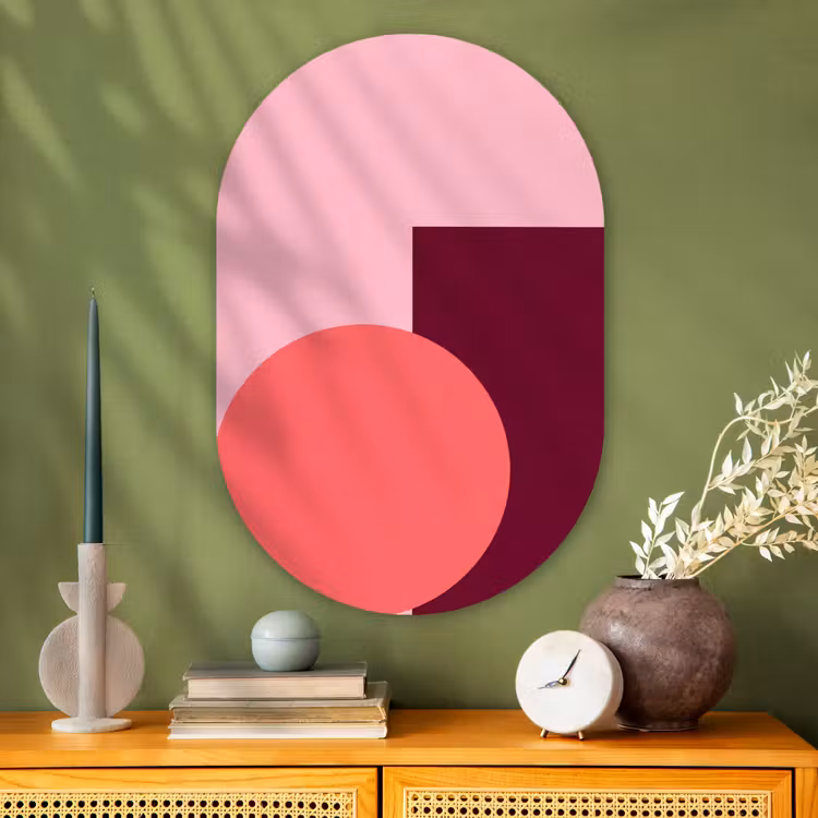 Muurovaal glas - Abstract - Vormen - Roze - Modern - Design — 2