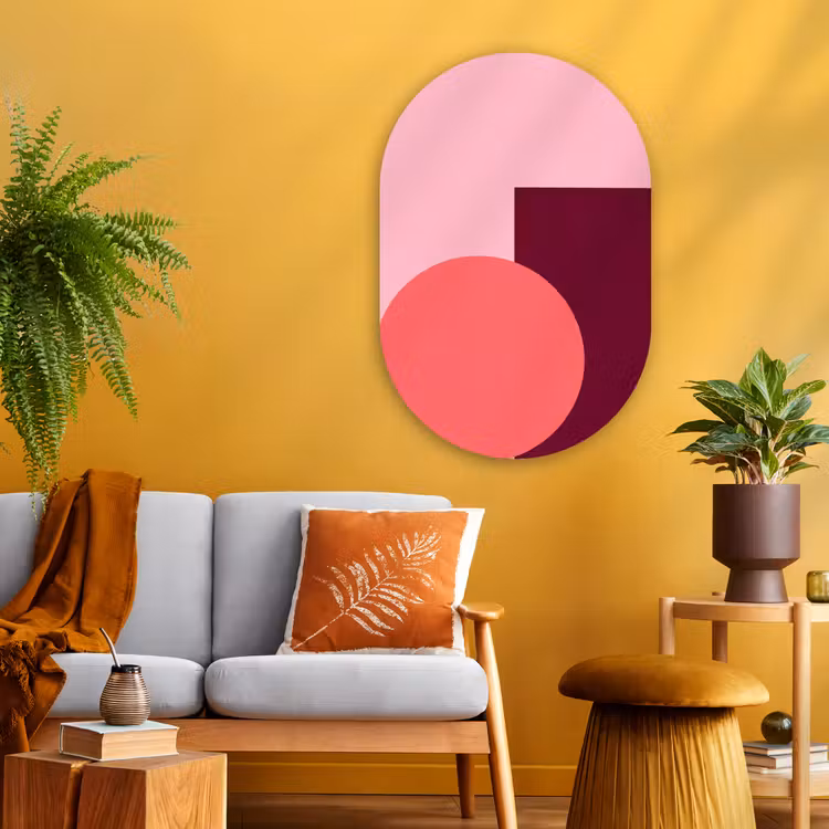 Muurovaal glas - Abstract - Vormen - Roze - Modern - Design — 3