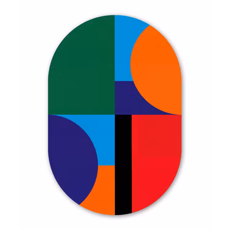 Muurovaal glas - Geometrisch - Abstract - Vormen - Kleurrijk - Modern — 1
