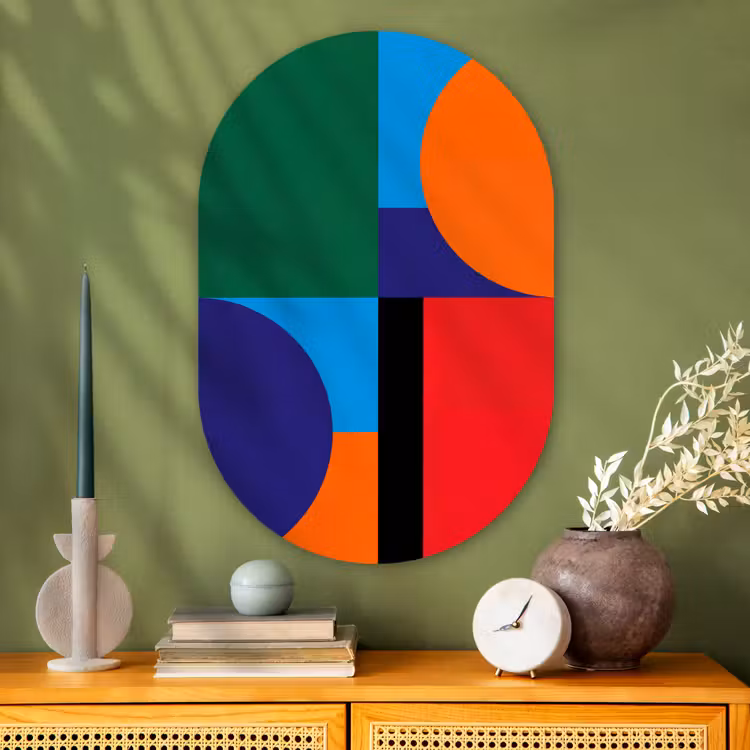 Muurovaal glas - Geometrisch - Abstract - Vormen - Kleurrijk - Modern — 2