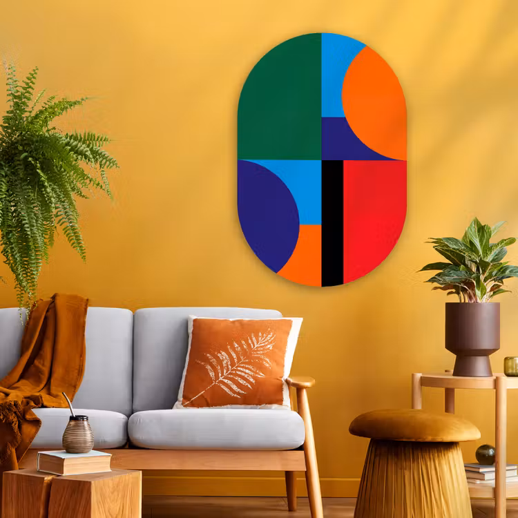 Muurovaal glas - Geometrisch - Abstract - Vormen - Kleurrijk - Modern — 3