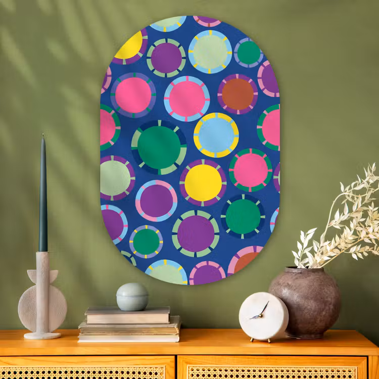 Muurovaal glas - Patroon - Cirkels - Abstract - Kleurrijk — 2