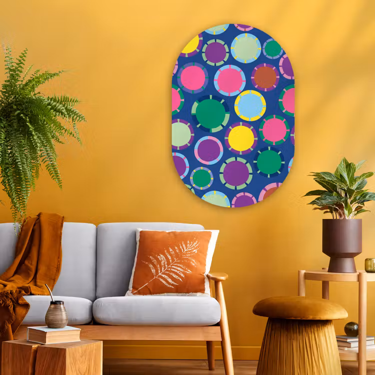 Muurovaal glas - Patroon - Cirkels - Abstract - Kleurrijk — 3