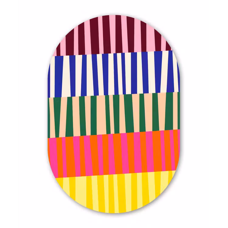 Muurovaal glas - Patroon - Strepen - Abstract - Modern - Kleurrijk — 1