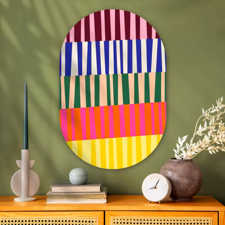 Muurovaal glas - Patroon - Strepen - Abstract - Modern - Kleurrijk — 2