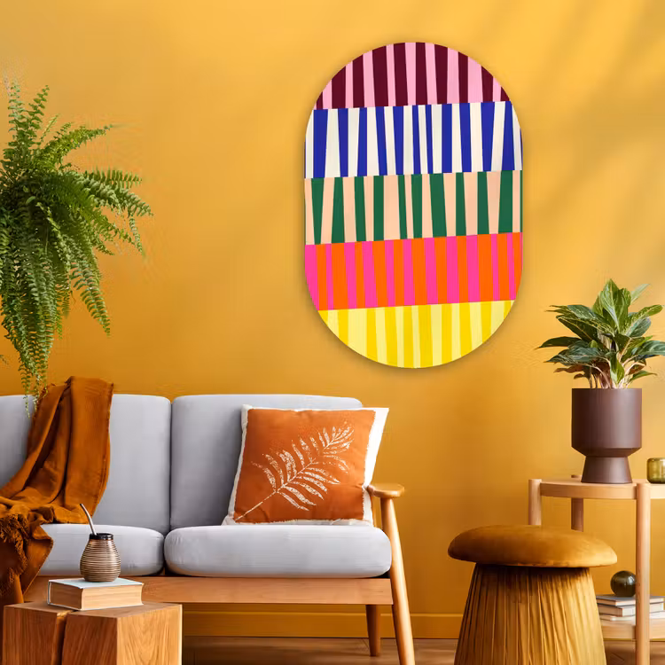 Muurovaal glas - Patroon - Strepen - Abstract - Modern - Kleurrijk — 3