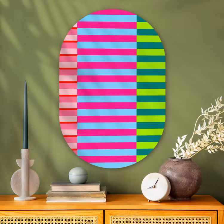 Muurovaal glas - Patroon - Strepen - Modern - Abstract - Kleurrijk — 2