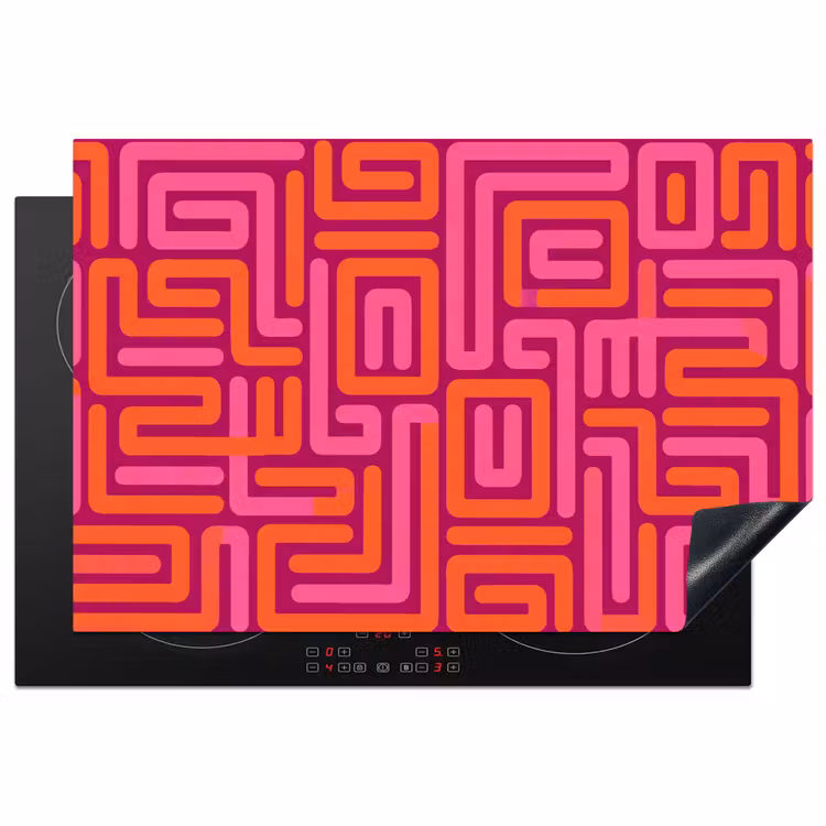 Inductiebeschermer - Abstract - Patroon - Lijnen - Roze - Oranje — 1