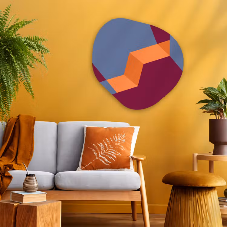 Organisch schilderij glas - Abstract - Vormen - Modern - Blauw - Oranje — 3