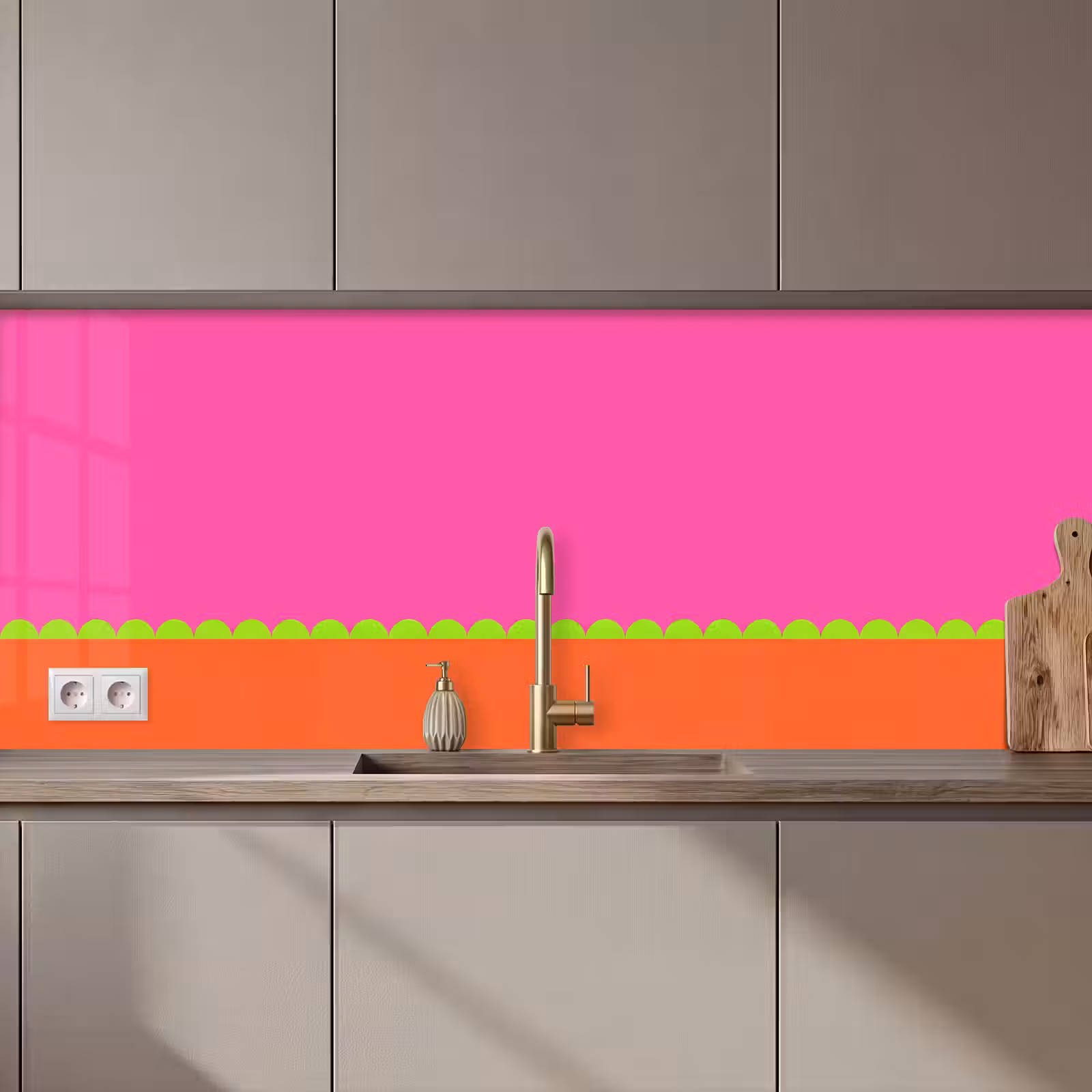 Keuken achterwand - Abstract - Geometrisch - Kleurblokken - Roze - Oranje — 1