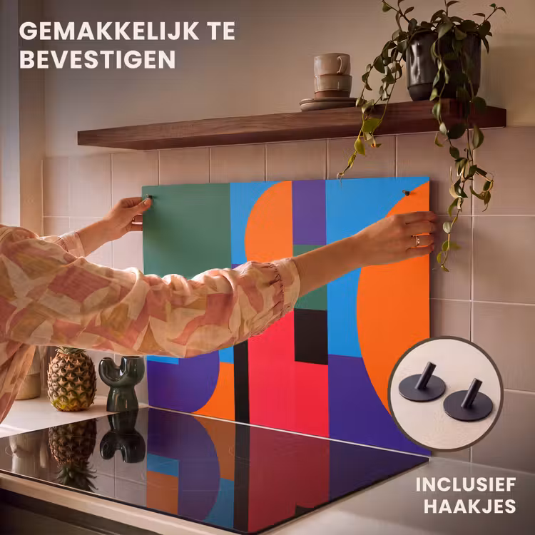 Inductiebeschermer & spatscherm (2in1) - Geometrisch - Abstract - Vormen - Kleurrijk - Modern — 7