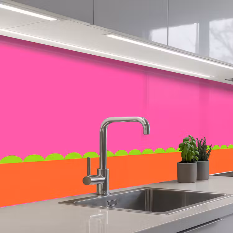 Keuken achterwand - Abstract - Geometrisch - Kleurblokken - Roze - Oranje — 2