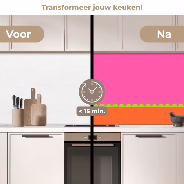 Keuken achterwand - Abstract - Geometrisch - Kleurblokken - Roze - Oranje — 3