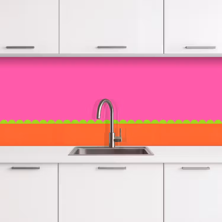 Keuken achterwand - Abstract - Geometrisch - Kleurblokken - Roze - Oranje — 4