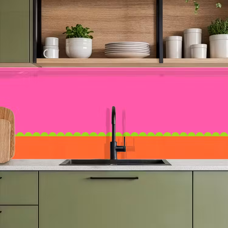Keuken achterwand - Abstract - Geometrisch - Kleurblokken - Roze - Oranje — 8