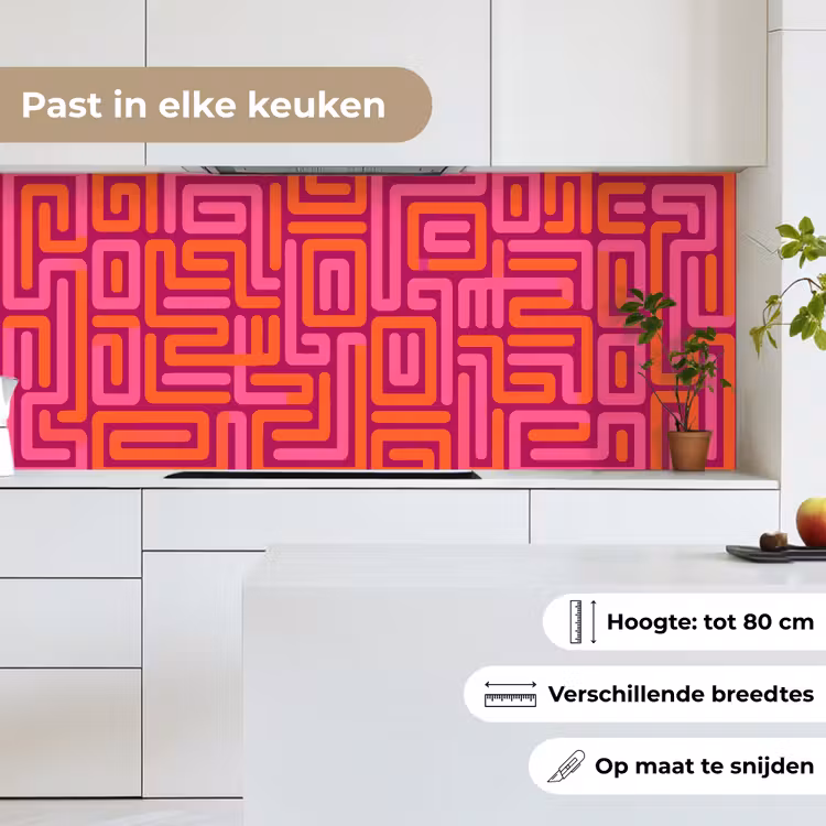 Keuken achterwand - Abstract - Patroon - Lijnen - Roze - Oranje — 7