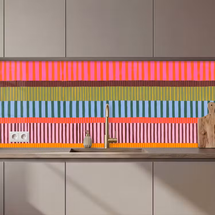 Keuken achterwand - Abstract - Strepen - Modern - Kleurrijk - Kunst — 1
