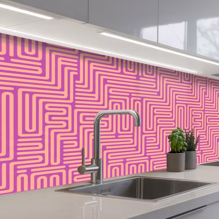 Keuken achterwand - Patroon - Lijnen - Abstract - Modern - Paars — 2