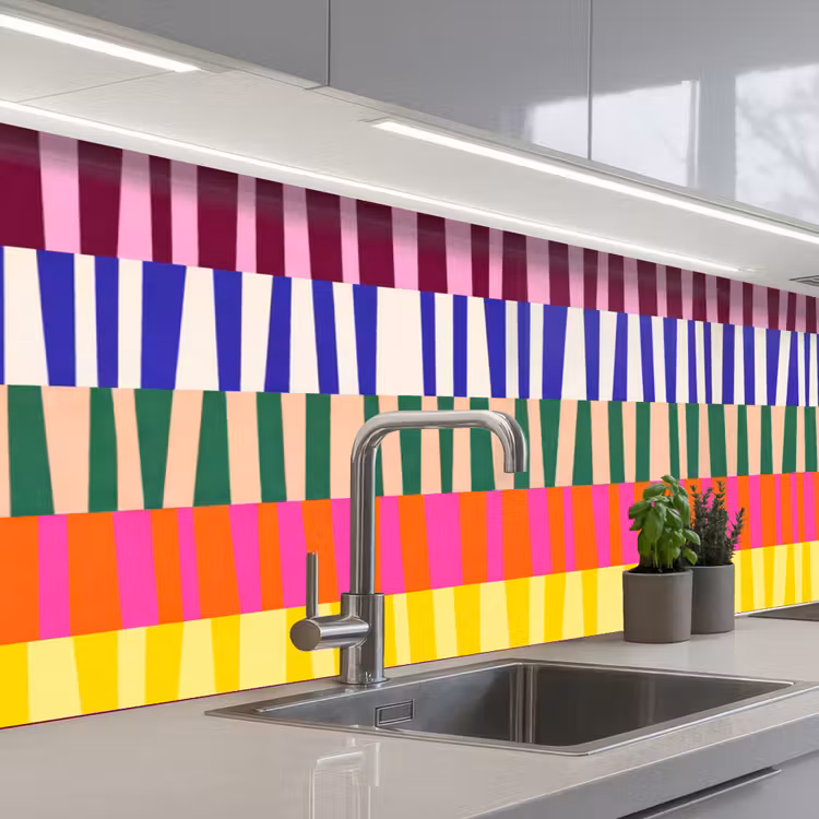 Keuken achterwand - Patroon - Strepen - Abstract - Modern - Kleurrijk — 2