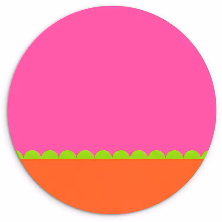Muurcirkel - Abstract - Geometrisch - Kleurblokken - Roze - Oranje — 1