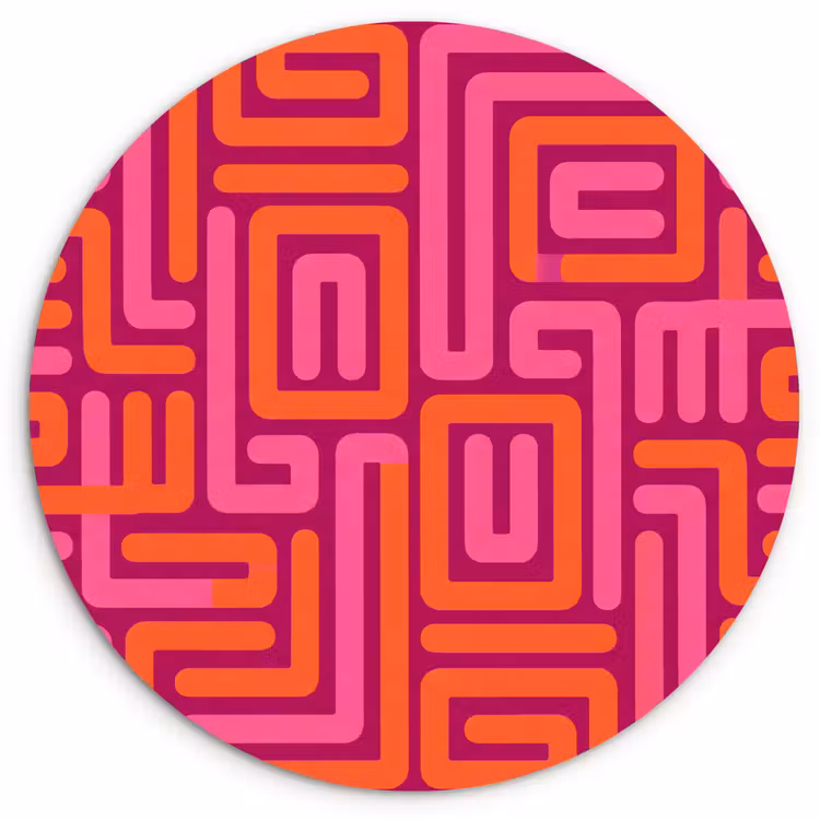 Muurcirkel - Abstract - Patroon - Lijnen - Roze - Oranje — 1