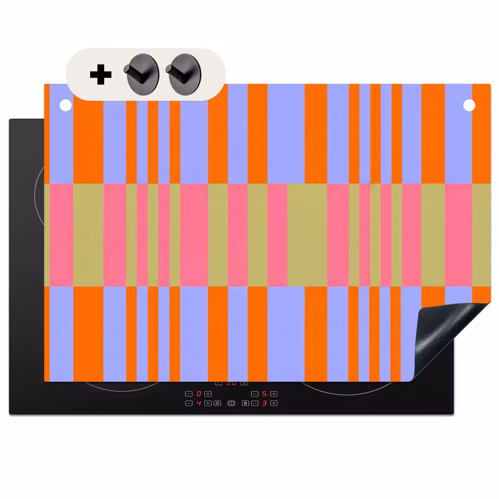 Inductiebeschermer & spatscherm (2in1) - Abstract - Patroon - Geometrisch - Kleurrijk - Modern — 1