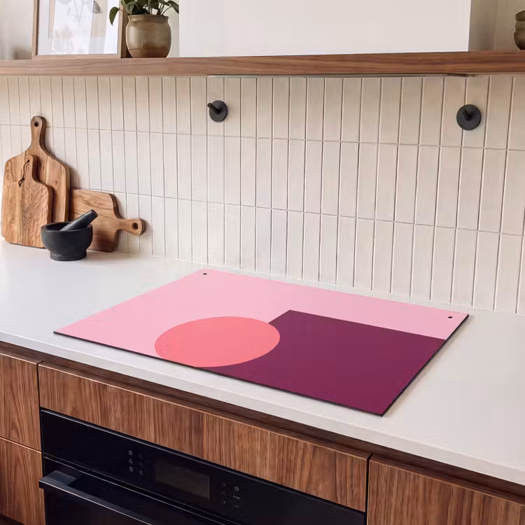 Inductiebeschermer & spatscherm (2in1) - Abstract - Vormen - Roze - Modern - Design — 3