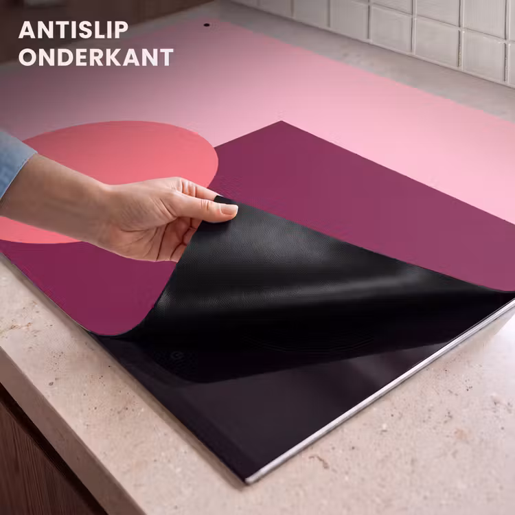 Inductiebeschermer & spatscherm (2in1) - Abstract - Vormen - Roze - Modern - Design — 4