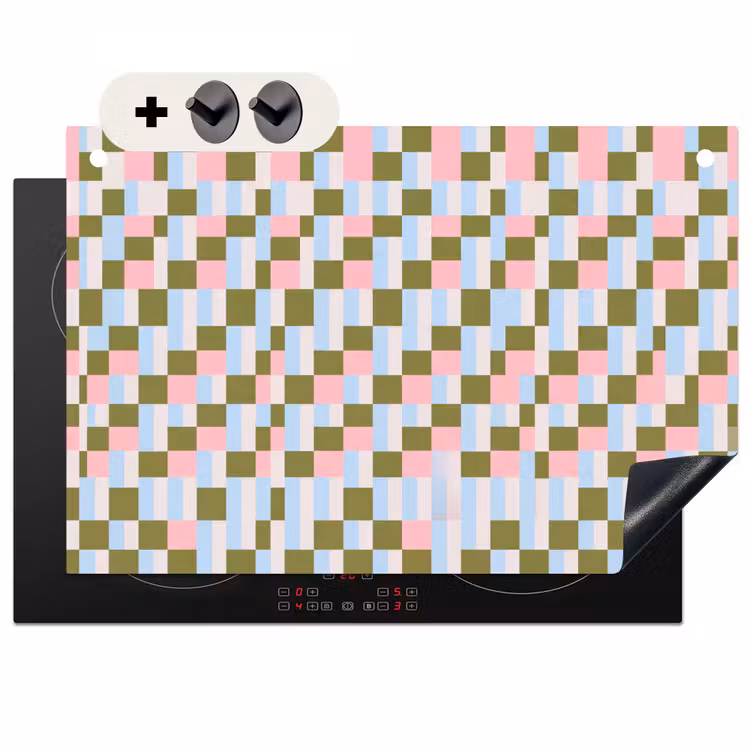 Inductiebeschermer & spatscherm (2in1) - Patroon - Geometrisch - Abstract - Kleurrijk - Modern — 1