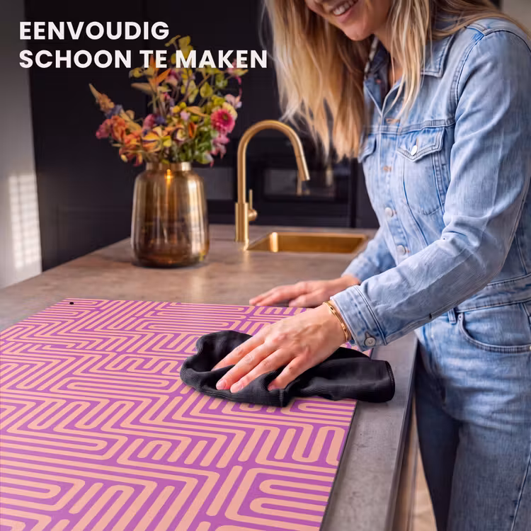Inductiebeschermer & spatscherm (2in1) - Patroon - Lijnen - Abstract - Modern - Paars — 5