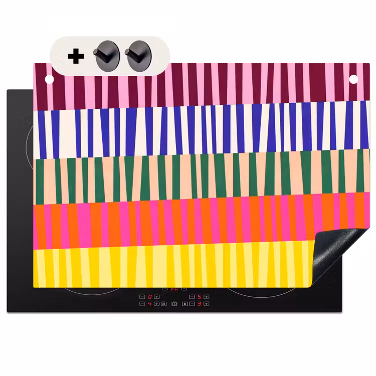 Inductiebeschermer & spatscherm (2in1) - Patroon - Strepen - Abstract - Modern - Kleurrijk — 1